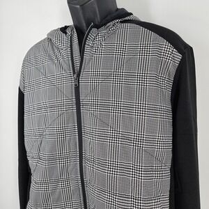 New Ralph Lauren Men's Black White Glen Plaid Hooded Golf Zip Jacket Size XL